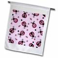 3dRose Love Bugs Pink Ladybug Print with Hearts - Garden Flag 12 by 18-inch