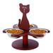 Etna Pet Store Elevated Cat Bowls - This Wooden Raised Pet Feeder Promotes Better Digestion and is Easy on the Joints - Multiple Cat Feeder with 3 Removable Cat Bowls for Food and Water â€“ Brown