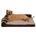 FurHaven Pet Products Two-Tone Faux Fur & Suede Cooling Gel Top Deluxe Chaise Lounge Pet Bed for Dogs & Cats - Espresso Large