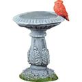 Miniature Cardinal Bird Bath with Stake by Medieval Collectibles