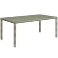 Modway Conduit 70 Outdoor Patio Wicker Rattan Dining Table in Light Gray