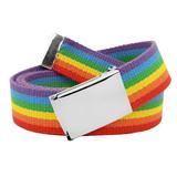 Men s Classic Silver Flip Top Military Buckle with Canvas Web Belt XX-Large Rainbow