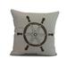 Simply Daisy 18 x 18 Ship Wheel Geometric Print Outdoor Pillow Ivory