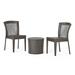 GDF Studio Capella Outdoor 3 Piece Wicker Stacking Chair Chat Set with Round Drum Table Multibrown