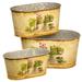 3-Piece Painted Decorative Tin Pots Assorment