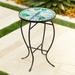 Teal Island Designs Modern Black Round Outdoor Accent Side Table 14 Wide Blue Green Dragonfly Mosaic Tabletop Front Porch Patio Home House