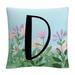 Pink Floral Garden Letter Illustration D By Abc 16 X 16 Decorative Throw Pillow