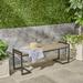 Brycen Outdoor Industrial Acacia Wood and Iron Bench Grey Black Metal