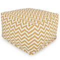 Majestic Home Goods Indoor Outdoor Treated Polyester Yellow Chevron Ottoman Pouf