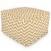 Majestic Home Goods Indoor Outdoor Treated Polyester Yellow Chevron Ottoman Pouf