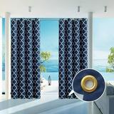 Pro Space Outdoor Curtain Waterproof Privacy Indoor Panel UV Protection Top and Bottom Grommets Drape for Porch Gazebo Deck 50 x63 Dark Blue