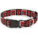 Marvel Comics Pet Collar Dog Collar Plastic Buckle Spider Man Face Black White Blocks 15 to 24 Inches 1.0 Inch Wide