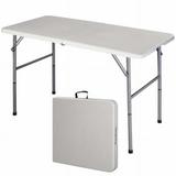 CB16218 4 ft. Picnic Folding Portable Dining Table Off White