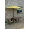 TERRACE MATES ADENA All-Weather Wicker Coffee Color Table Set w/ 7.5 -Wide OFF-THE-WALL BRELLA - Yellow Olefin Canopy