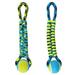 Paracord Dog Toys Tough Rope Tug & Tennis Ball Fetch Chew Blue or Yellow 14.5 (Both Colors)