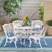 Brody Traditional Outdoor 4 Seater Round Cast Aluminum Dining Set White Finish