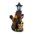 Zeckos Rooster Family Solar LED Lantern Statue and Welcome Sign