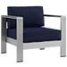 Silver Navy Shore Outdoor Patio Aluminum Armchair