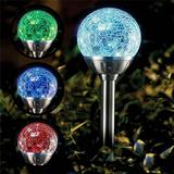 Solar Garden Lights Outdoor 4-Pack Solar Globe Light Stakes Color-Changing LED Landscape Decorative Pathway Lighting Auto On/Off Dusk to Dawn Solar Powered Halloween Christmas Path Light