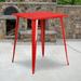 Emma + Oliver Commercial Grade 31.5 Square Red Metal Indoor-Outdoor Bar Height Table