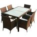 vidaXL Patio Dining Set Patio Table and Rattan Chair Outdoor Furniture Set