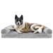 FurHaven Pet Products Faux Fur & Velvet Cooling Gel Memory Foam Sofa-Style Pet Bed for Dogs & Cats - Smoke Gray Jumbo