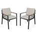 Armen Living Nofi Outdoor Patio Dining Chair in Charcoal Finish with Taupe Cushions and Teak Wood Accent Arms - Set of 2