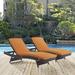 Modway Convene Chaise Outdoor Patio Set of 2 in Espresso Orange