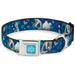 Disney Pet Collar Dog Collar Metal Seatbelt Buckle Frozen Olaf Poses Snowflakes Blues 15 to 24 Inches 1.0 Inch Wide