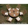 Teak Dining Set:4 Seater 5 Pc - 60 Round Table And 4 Marley Reclining Arm Chairs Outdoor Patio Grade-A Teak Wood WholesaleTeak #WMDSMR3