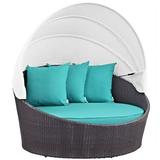 Hawthorne Collection Patio Canopy Daybed in Espresso and Turquoise