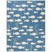 SAFAVIEH Courtyard Trena Fish Print Indoor/Outdoor Area Rug 6 7 x 9 6 Blue/Beige