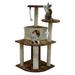 Go Pet Club 47-in Cat Tree & Condo Scratching Post Tower Beige & Brown