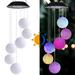 LED Solar Mobile Solar Powered Color Changing Wind Chime Waterproof Outdoor Decorative Light for Patio Garden Festival (Crystal Ball)