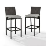Crosley Furniture Palm Harbor 28 Outdoor Bar Stool in Gray/Brown (Set of 2)