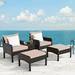 Costway 5 PCS Patio Rattan Wicker Furniture Set Sofa Ottoman Coffee Table Cushioned Yard