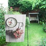 MYPOP Clock Bicycle With Dried Roses Decor Garden Flag 28x40 inches