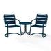 Crosley Brighton 3 Piece 22 Round Metal Patio Conversation Set in Navy