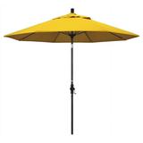 California Umbrella 9 ft. Round Aluminum Pole Fiberglass Rib Market Umbrella - Crank Lift & Collar Black Tilt Sunbrella Sunflower