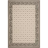 SAFAVIEH Courtyard Brion Floral Bordered Indoor/Outdoor Area Rug Beige/Dark Beige 5 3 x 7 7