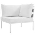 Modway Harmony Outdoor Patio Aluminum Fabric Corner Sofa Chair in White/White