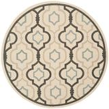 SAFAVIEH Courtyard Nina Geometric Trellis Indoor/Outdoor Area Rug Beige Black/Aqua 5 3 Round