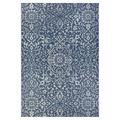 12 x 17.5 Ocean Blue and Ivory Outdoor Floral Rectangular Area Throw Rug