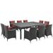 Sojourn 11 Piece Outdoor Patio Sunbrella Dining Set-EEI-2311