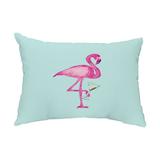 Simply Daisy 14 x 20 Single Flamingo Aqua Coastal Decorative Abstract Outdoor Pillow