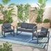 Outdoor 4 Seater Aluminum Chat Set with Cushions Silver Grey