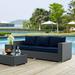Modway Sojourn Aluminum and Rattan Patio Sofa in Canvas/Navy