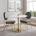 Modway Lippa 36 Round Wood Dining Table in Gold White