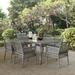 Modway Aura 7 Piece Outdoor Patio Wicker Rattan Set in Gray Gray