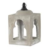 CC Home Furnishings 15.5 Gray and Black Contemporary Outdoor Garden Square Lantern